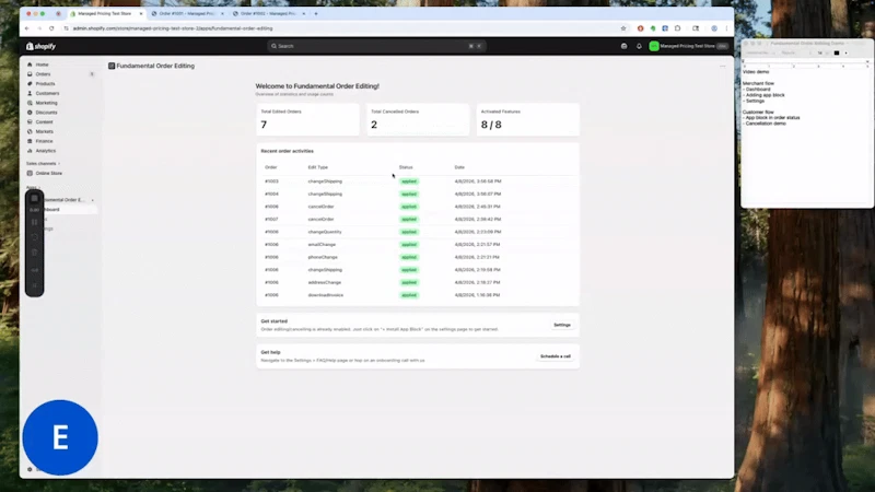 Fundamental Order Editing Shopify App screenshot 1 (video preview)