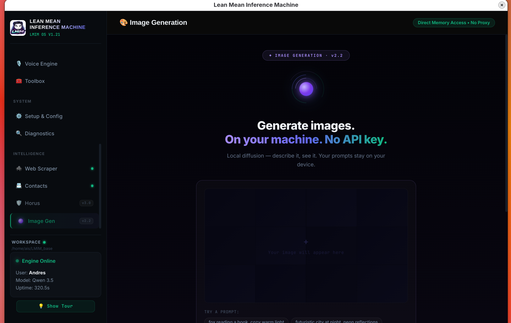 LMIM OS v2.1 'Tezcat · Sharpened gallery image