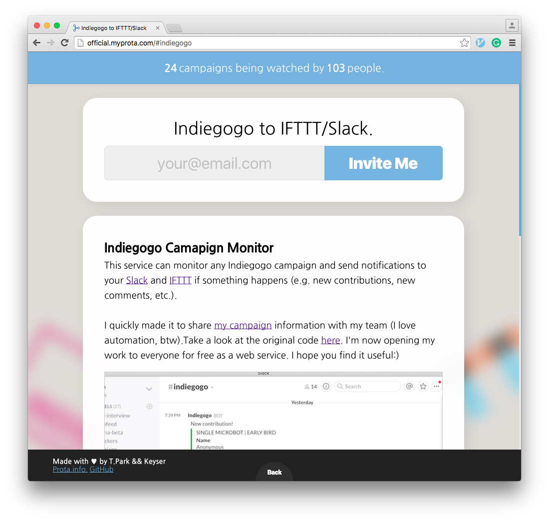 Monitoring Indiegogo with IFTTT/Slack gallery image