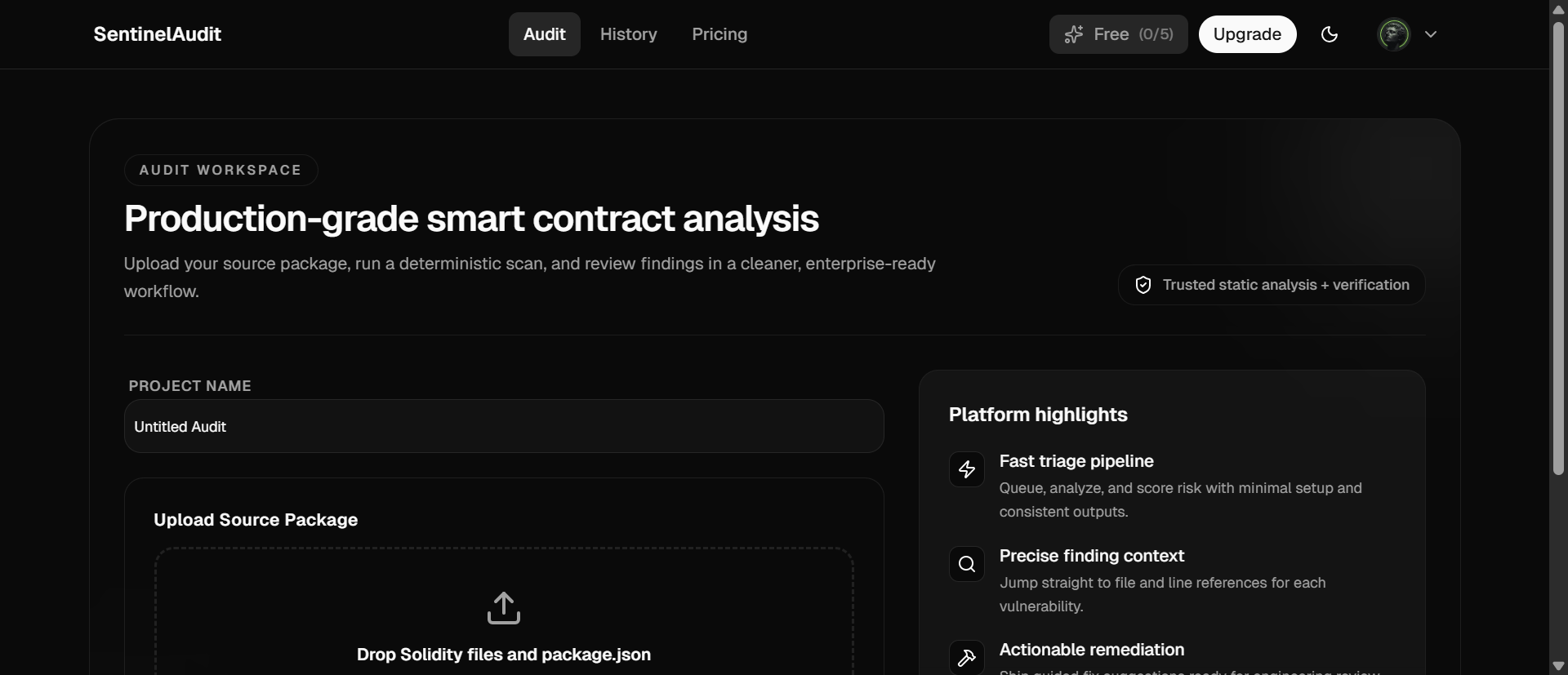 Sentinel Audit - Screenshot 2 showing product features and functionality