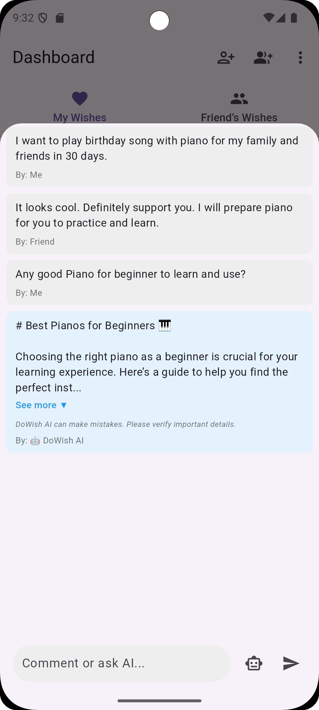 DoWish: AI Social Goal Planner gallery image