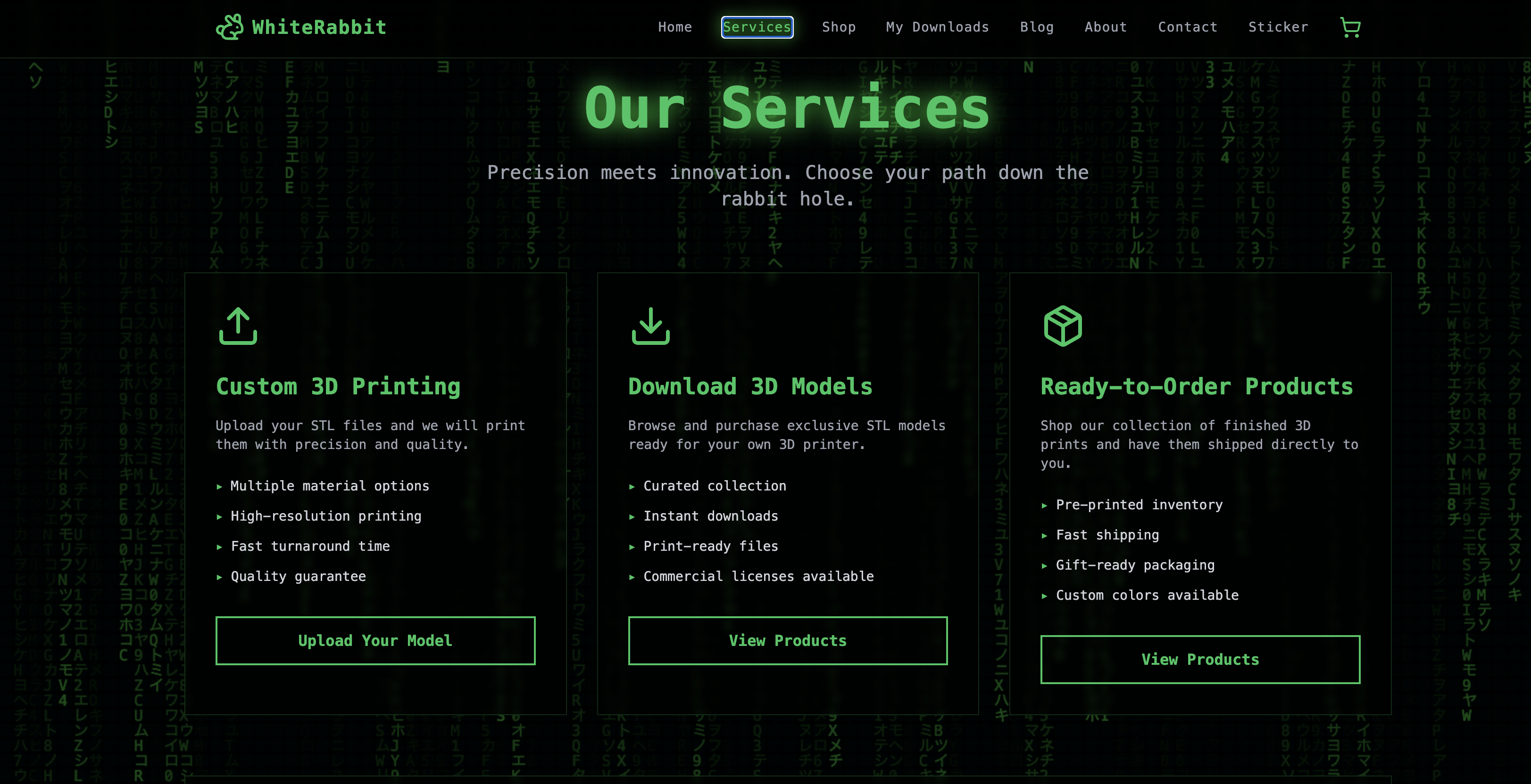 WhiteRabbit 3D Printing Website gallery image