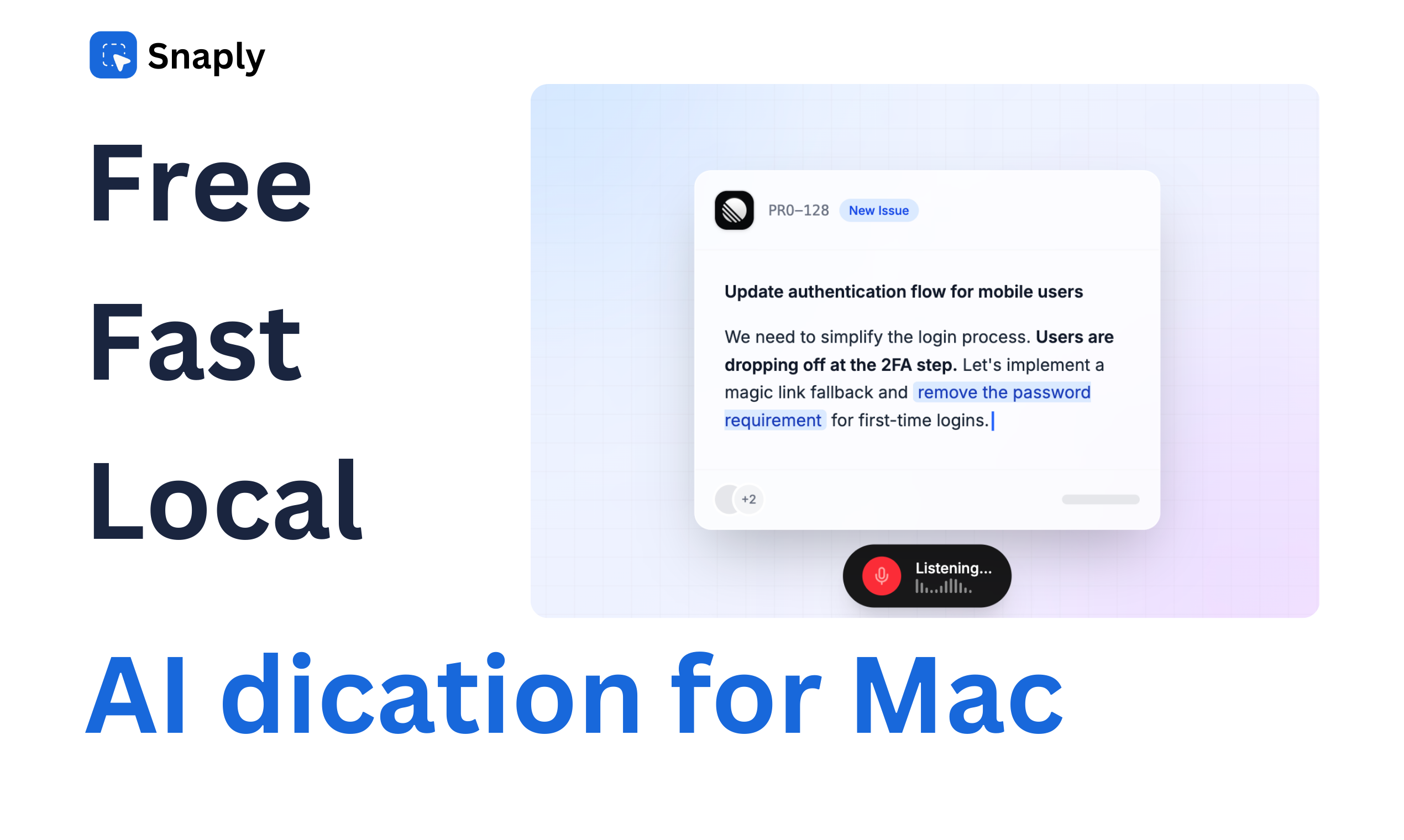 AI dication by Snaply - Main product screenshot demonstrating key features and user interface