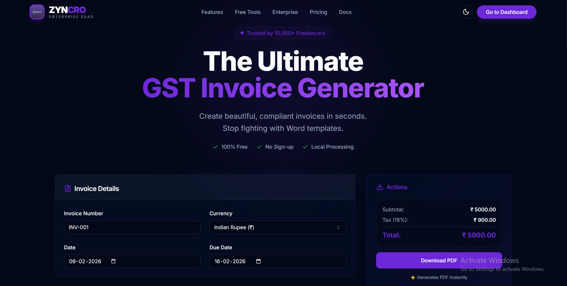 Zyncro Invoice Generator