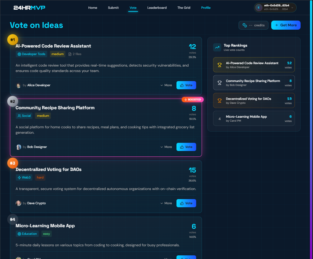 24HRMVP - Screenshot 3 showing product features and functionality
