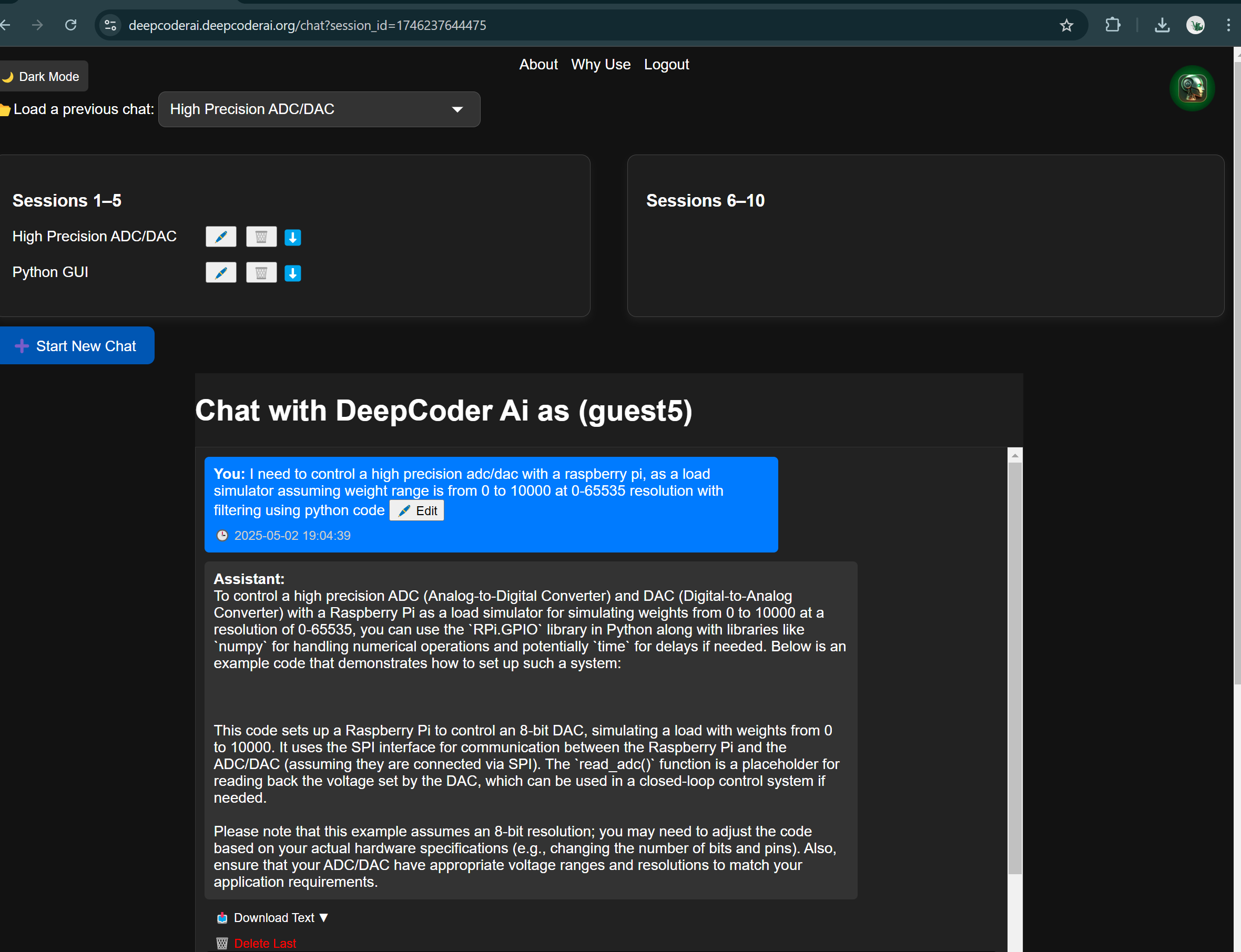DeepCoder ai Chat UI - Selbst gehostete oder öffentliche LLM -benutzerdefinierte AI -Chat -Benutzeroberfläche Medien 3