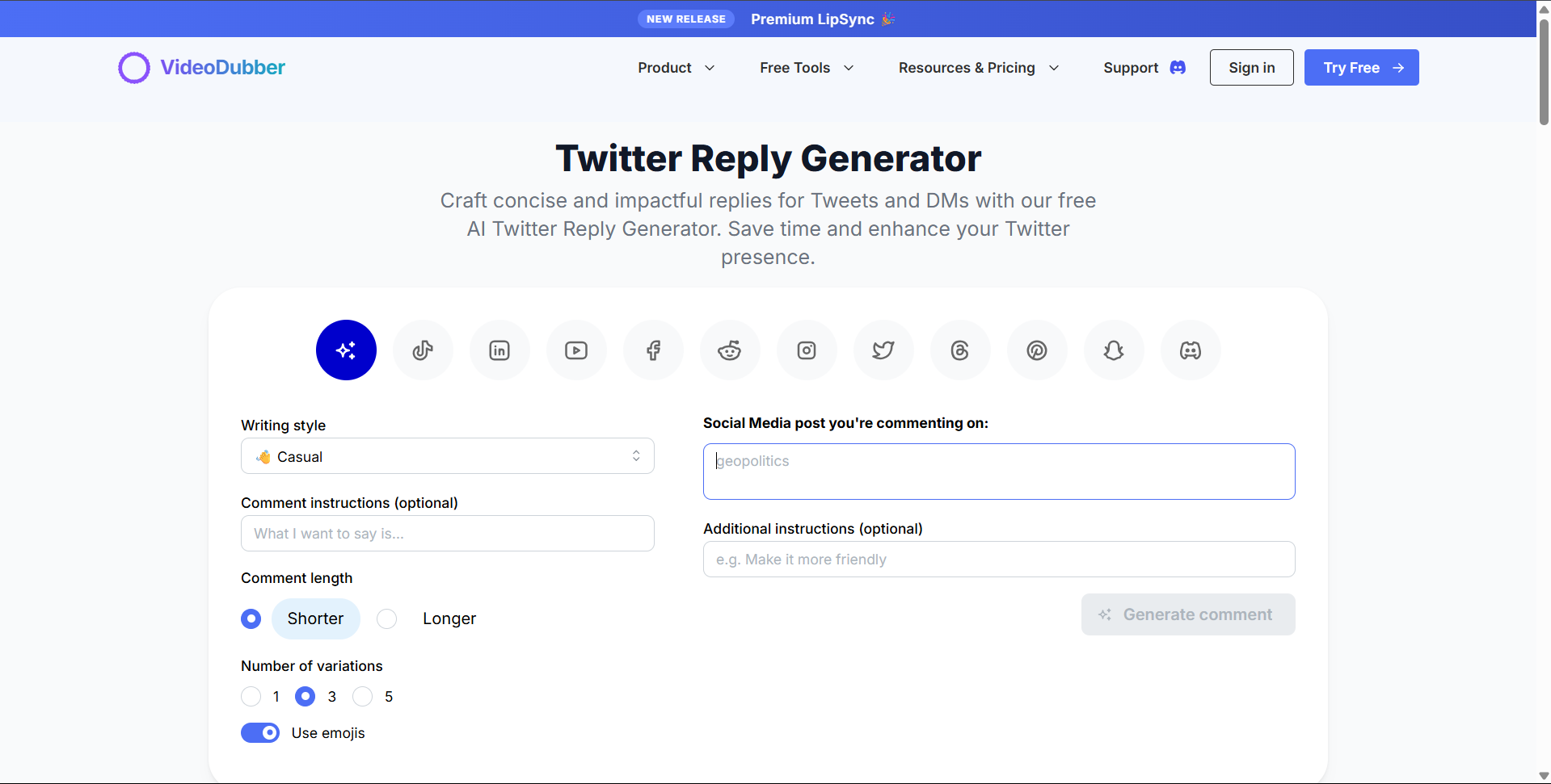 Twitter Reply Generator gallery image