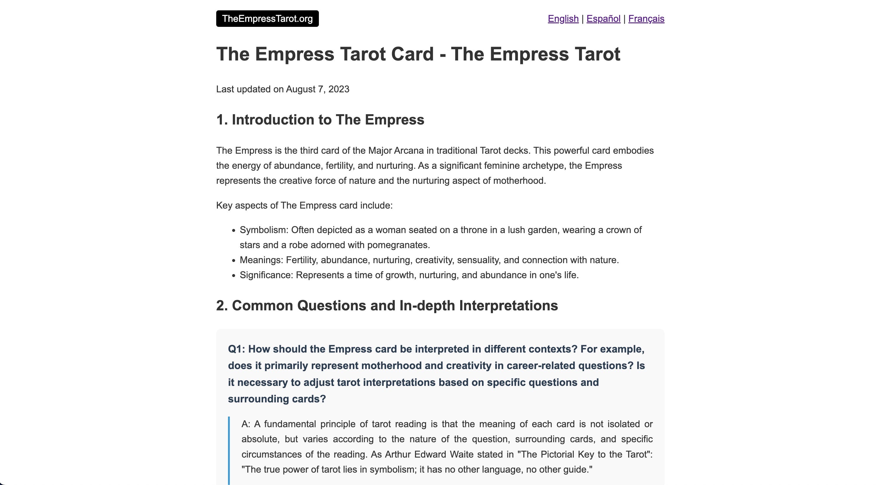 The Empress Tarot media 1