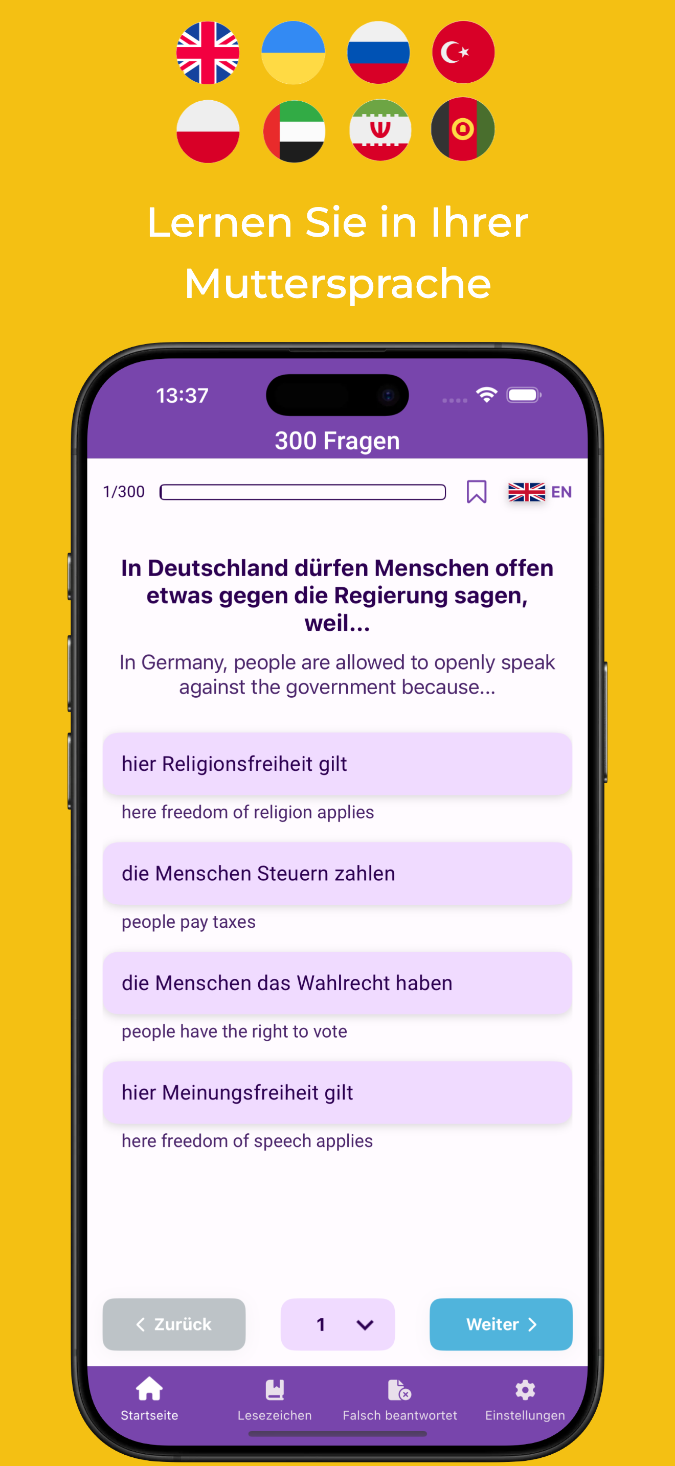Leben in Deutschland - Screenshot 5 showing product features and functionality
