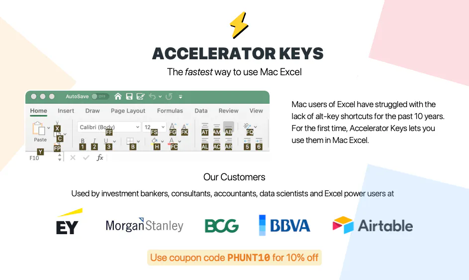 Accelerator Keys: Use Windows alt-key shortcuts in Mac Excel | Product Hunt
