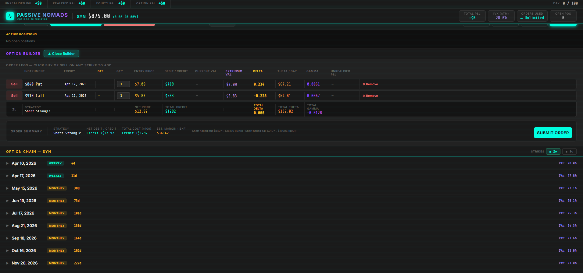 Passive Nomads options Simulator gallery image