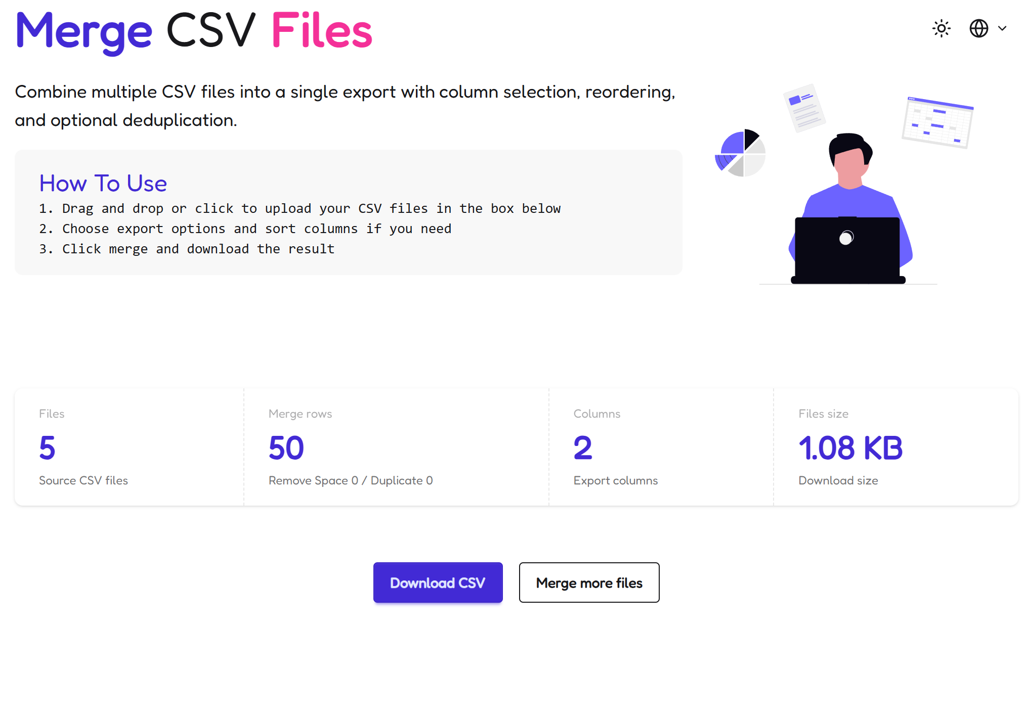CSV Merger - Screenshot 3 showing product features and functionality