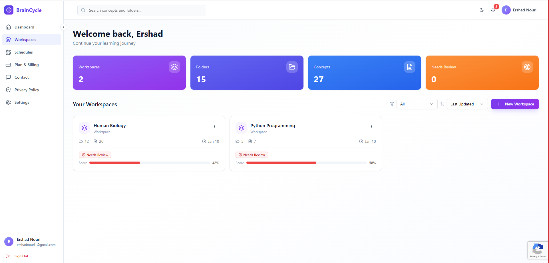 BrainCycle - Main product screenshot demonstrating key features and user interface