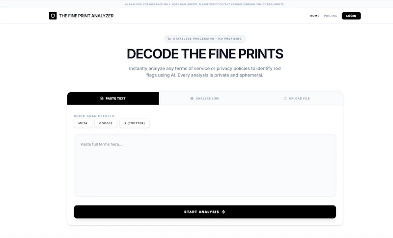 The Fine Print Analyzer screenshot 1