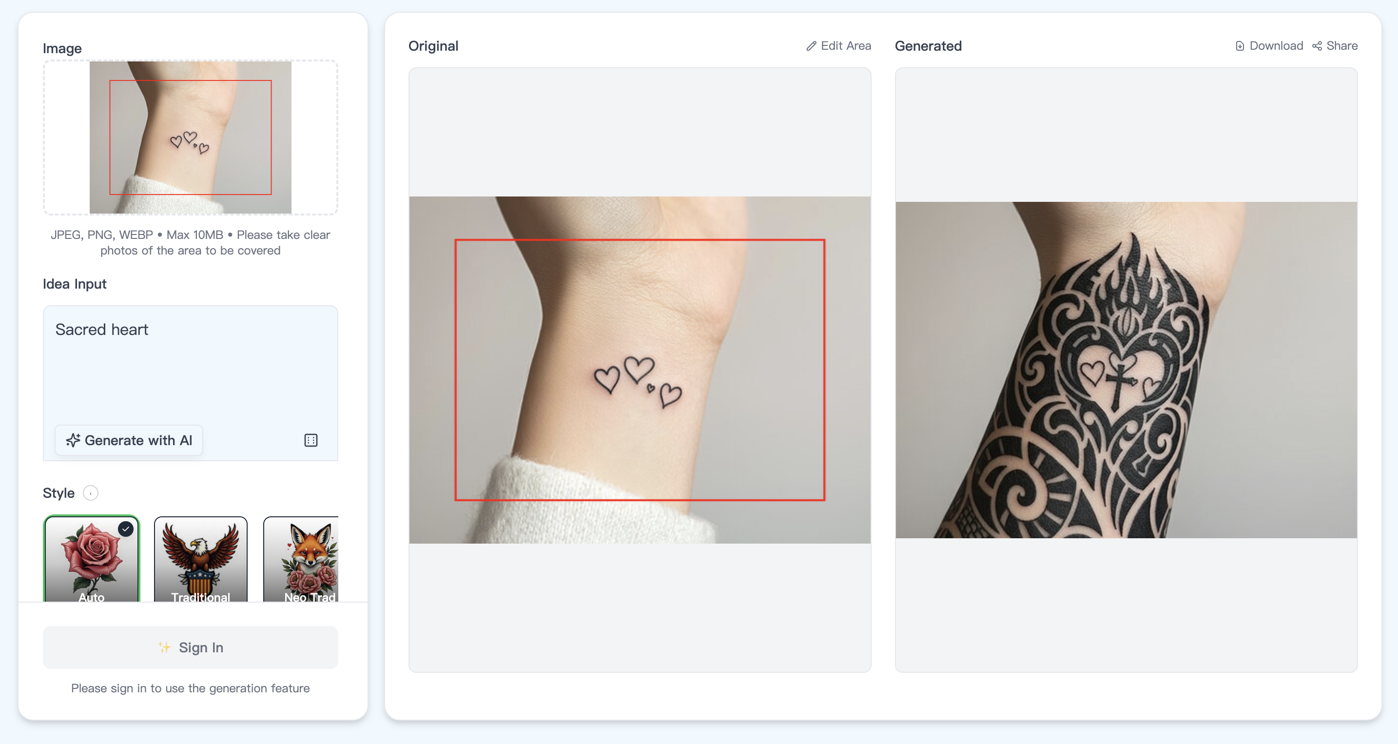 TattooCoverUp.AI - Design di copertura del tatuaggio alimentato AI in pochi secondi media 3