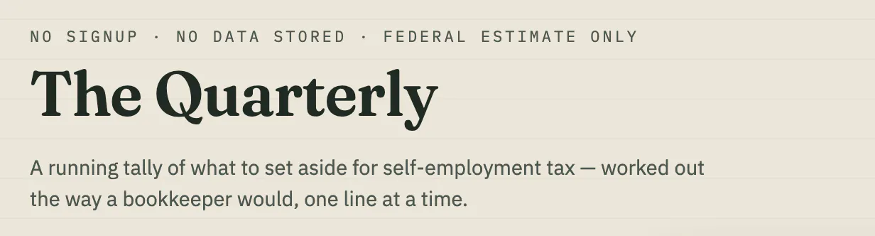The Quarterly — Freelancer Tax Ledger gallery image
