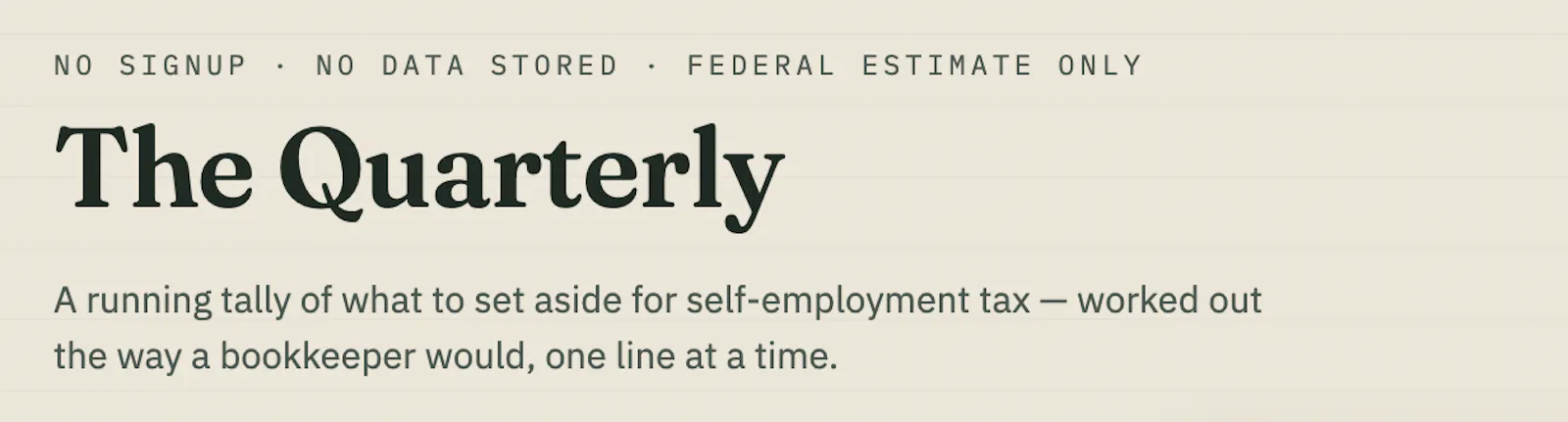 The Quarterly — Freelancer Tax Ledger screenshot 1