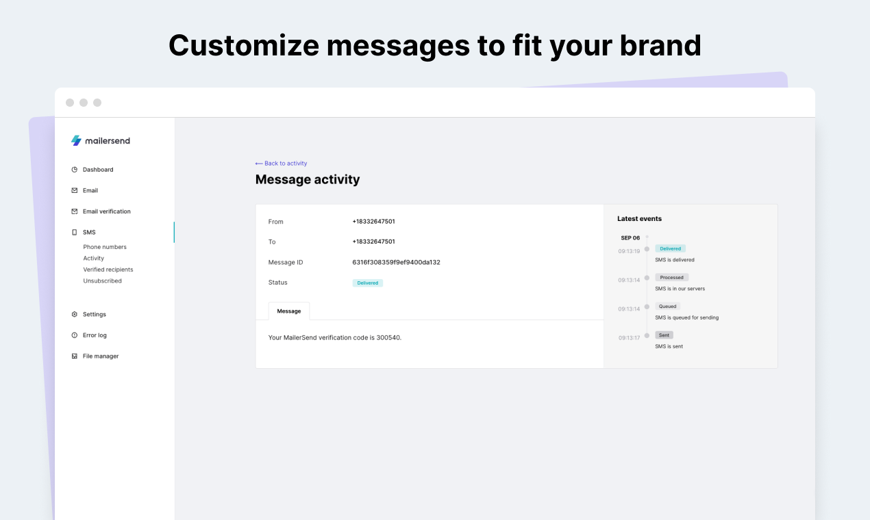 وسائط Mailersend - API SMS المعاملات - بناء اتصالات قوية للعملاء مع SMS المعاملات 4