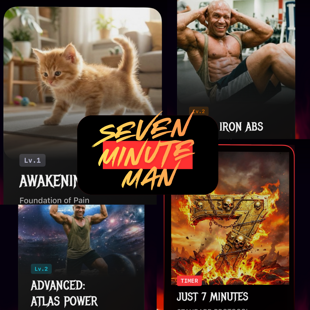 7 MINUTE MAN - Product Hunt launch logo