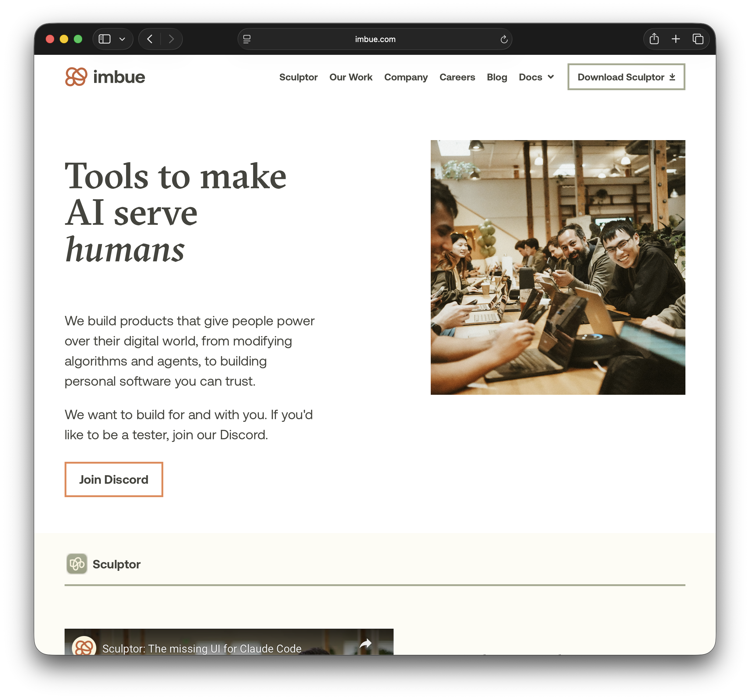 Imbue - Main product screenshot demonstrating key features and user interface