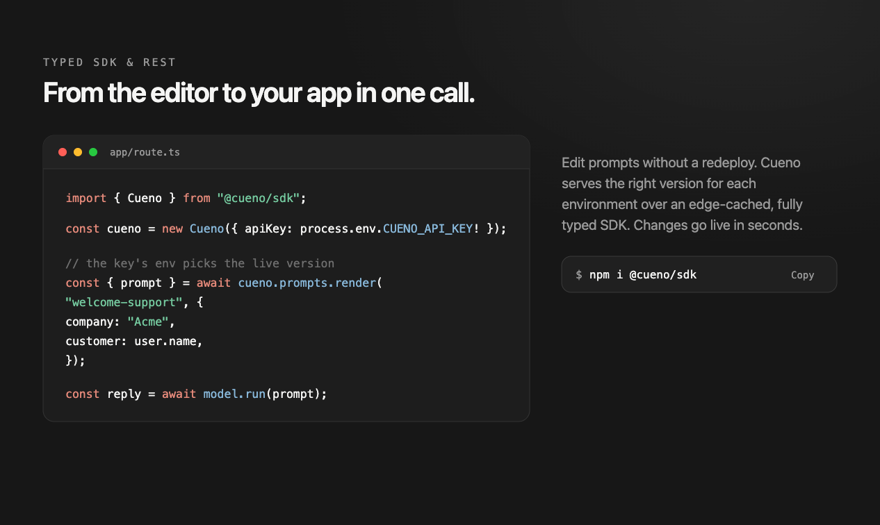 Cueno - prompt management for devs gallery image