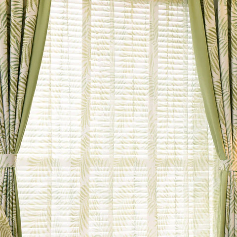 Palm Tree Leaves Sheer Voile Curtains