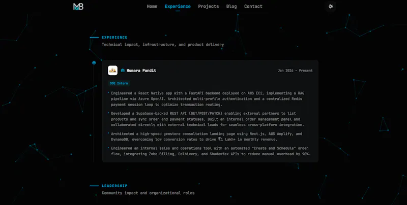 Personal Portfolio-Manas Bhatia screenshot 2
