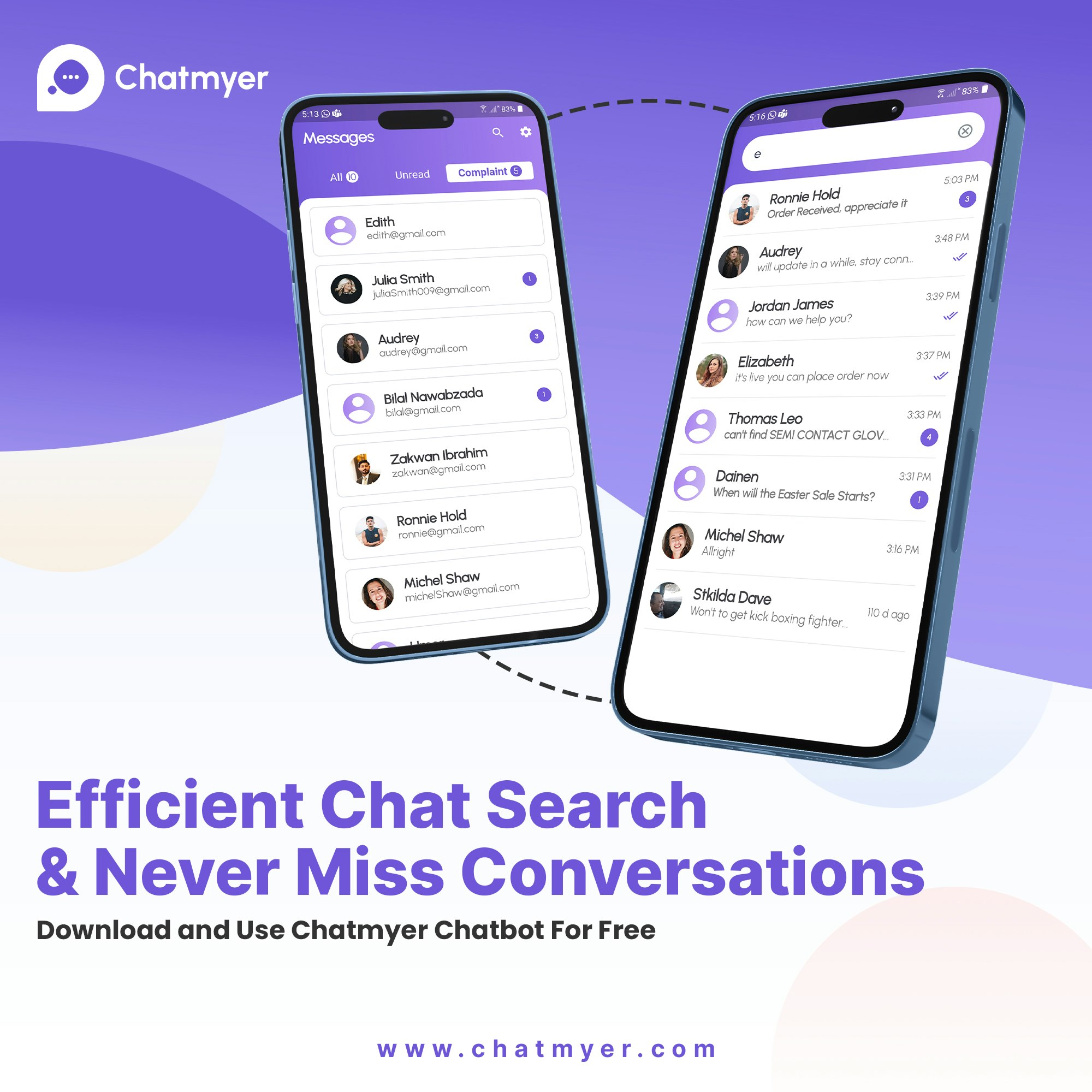 Mídia 4 de Chatmyer - Chatbot ao vivo mais leve e rápido para o site
