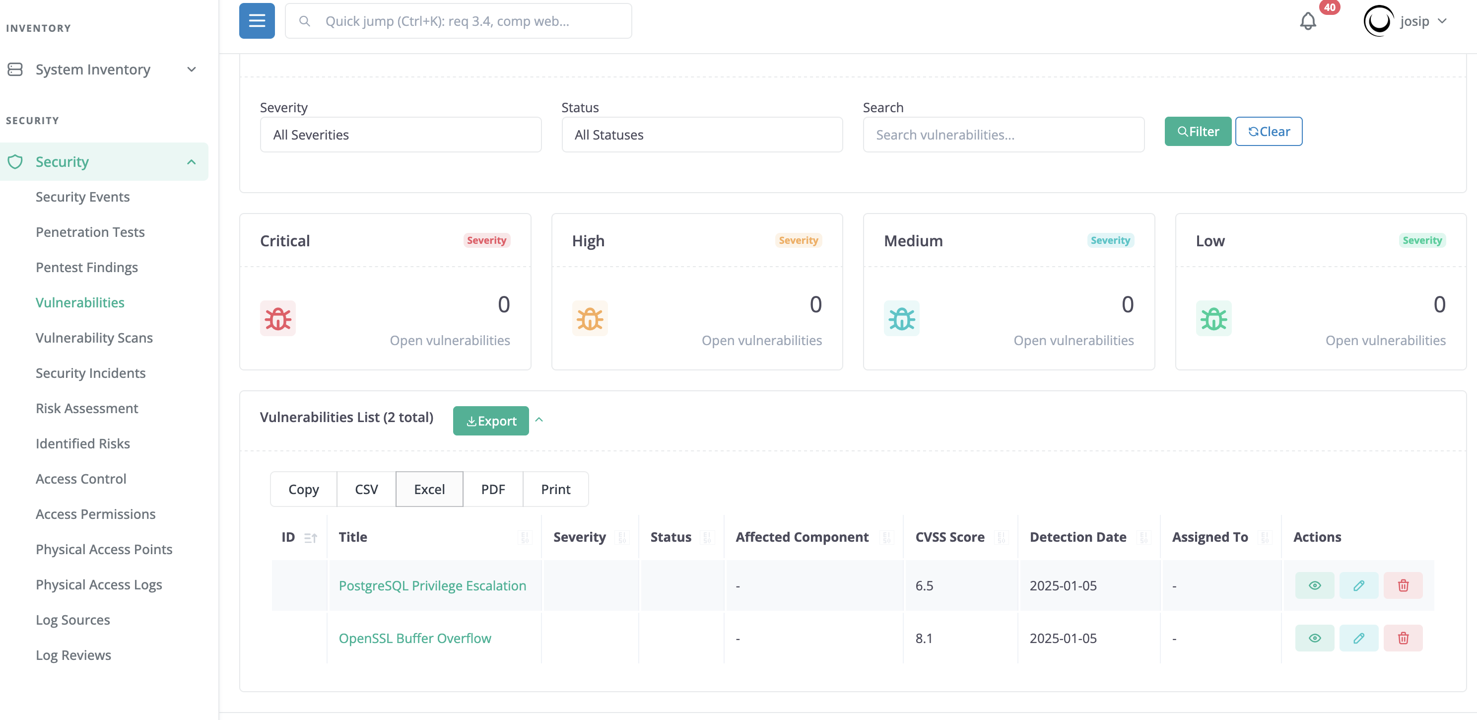 PCIDSS Dashboard - Screenshot 2 showing product features and functionality