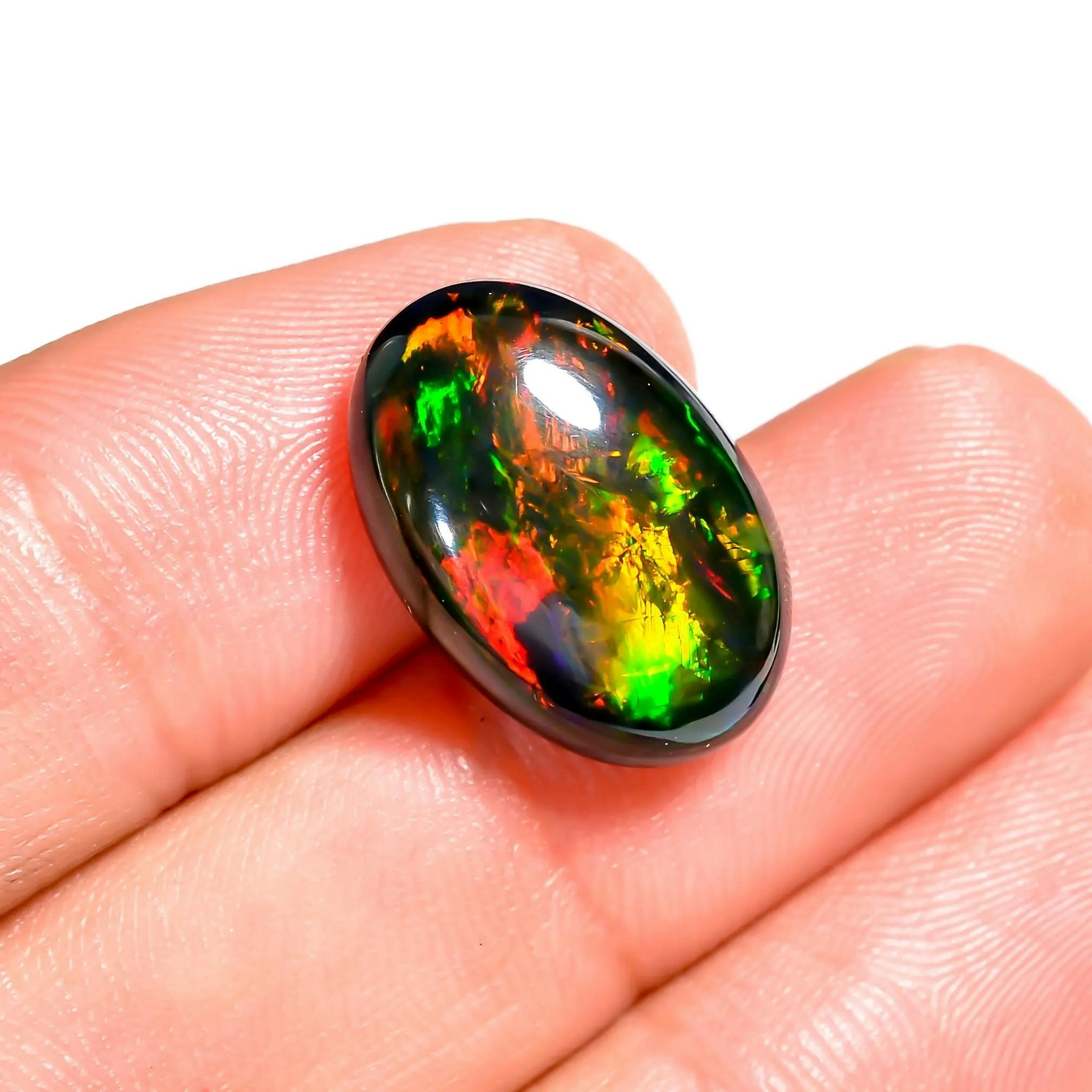 Oval Shape Black Ethiopian Opal Cabochon - Main product screenshot demonstrating key features and user interface