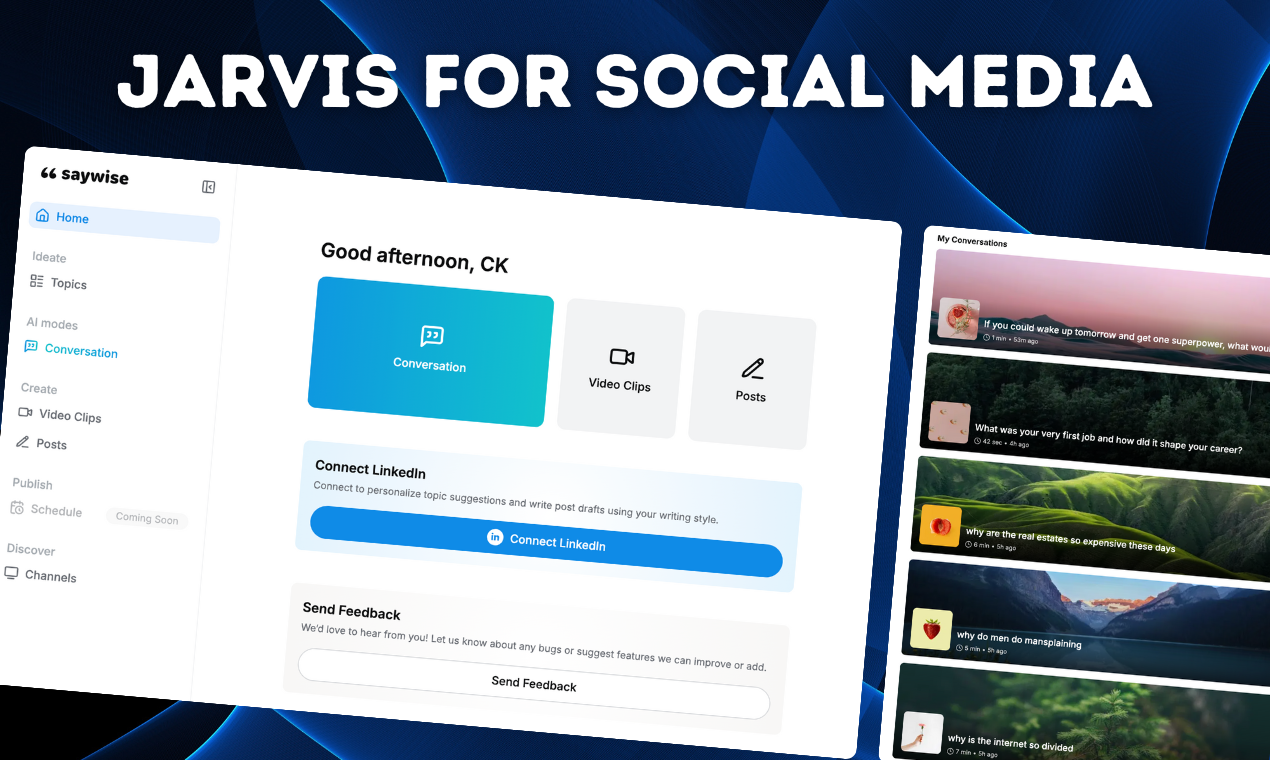 Saywise 2.0 - Main screenshot showing features and interface