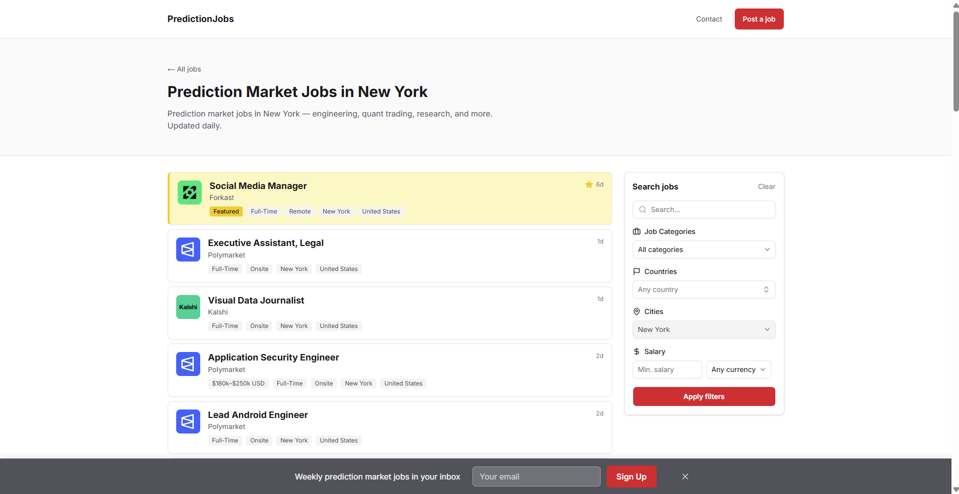 PredictionJobs - Prediction Market jobs gallery image