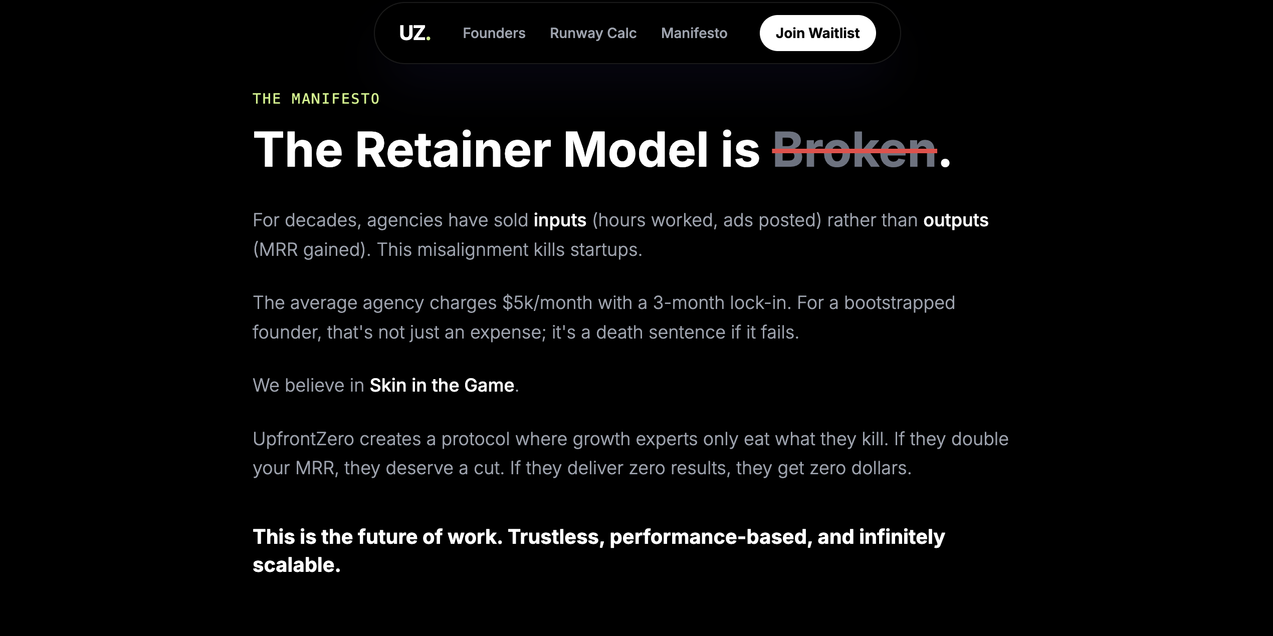 UpfrontZero - Screenshot 2 showing product features and functionality
