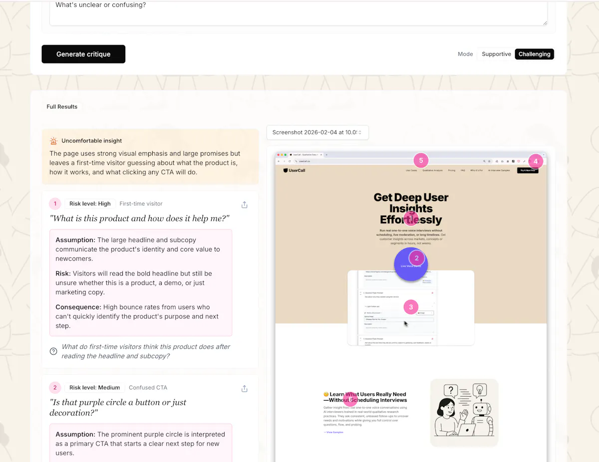 UI Critic by Usercall