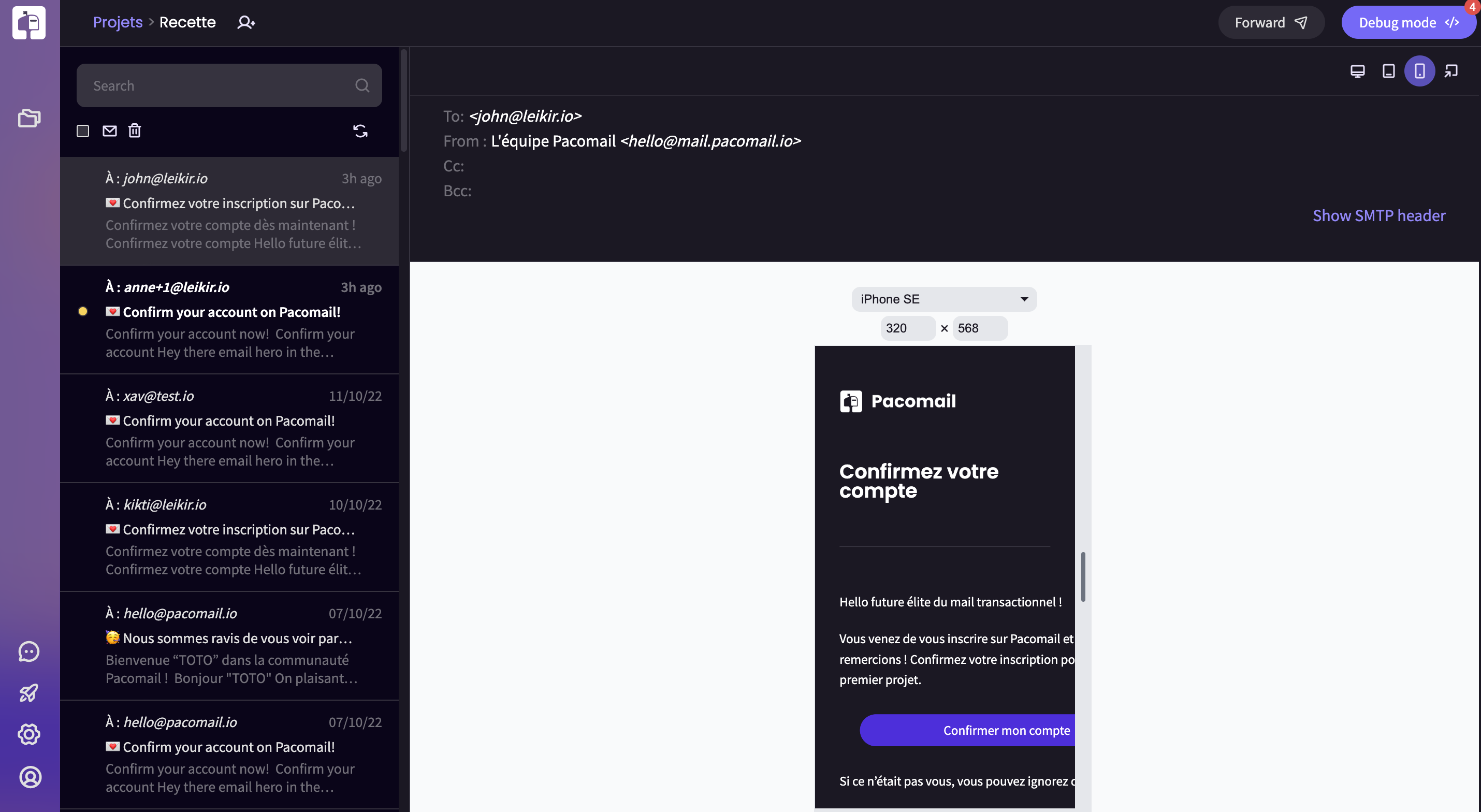 Pacomail - Sahte SMTP Sunucusu: E -postalarınızda kod, test edin ve işbirliği yapın medya 2