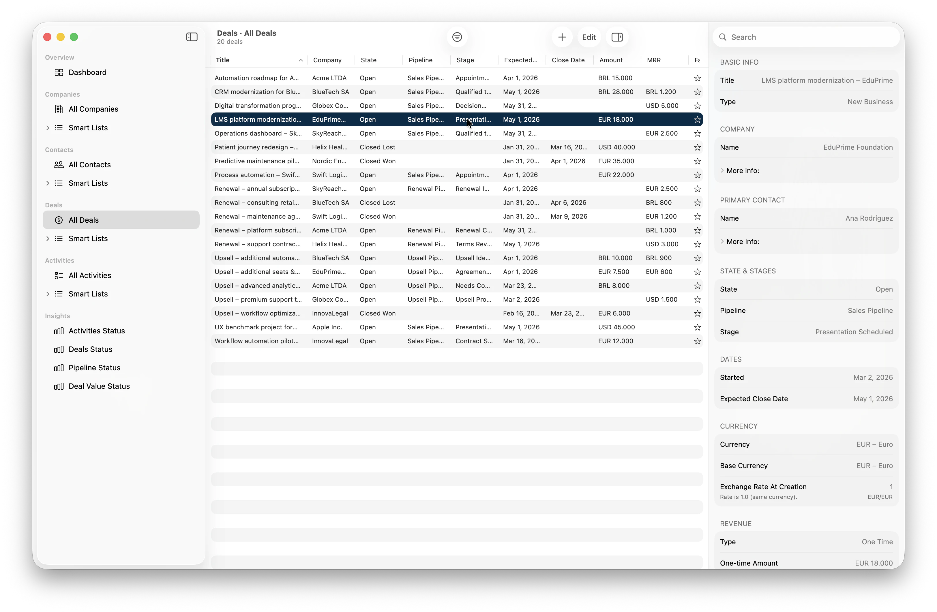 HubLite — Mac CRM for Professionals screenshot 1