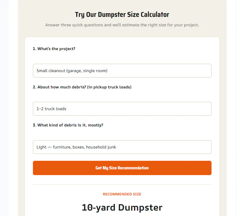 Dumpster Size Calculator gallery image