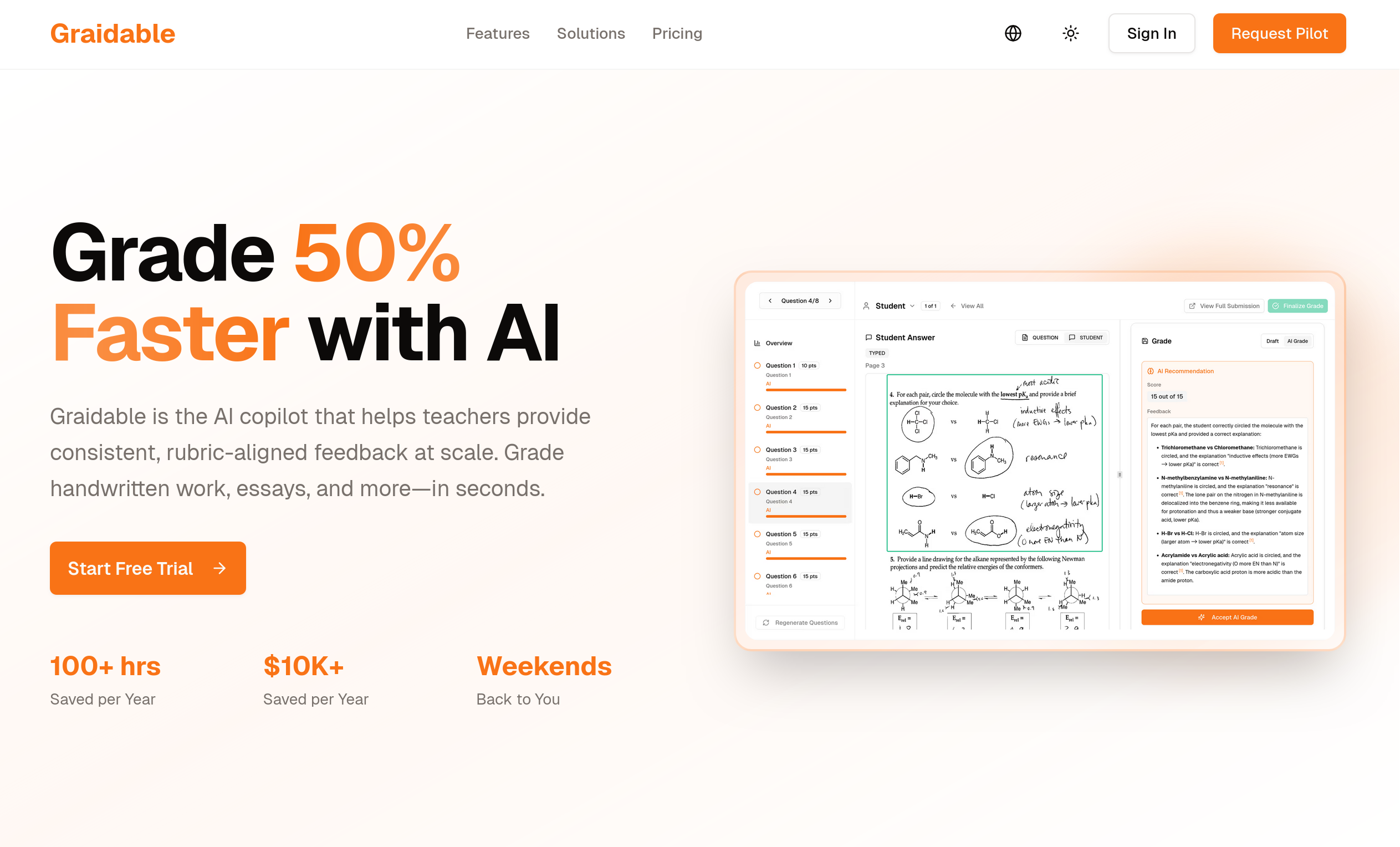 Graidable - Main product screenshot demonstrating key features and user interface
