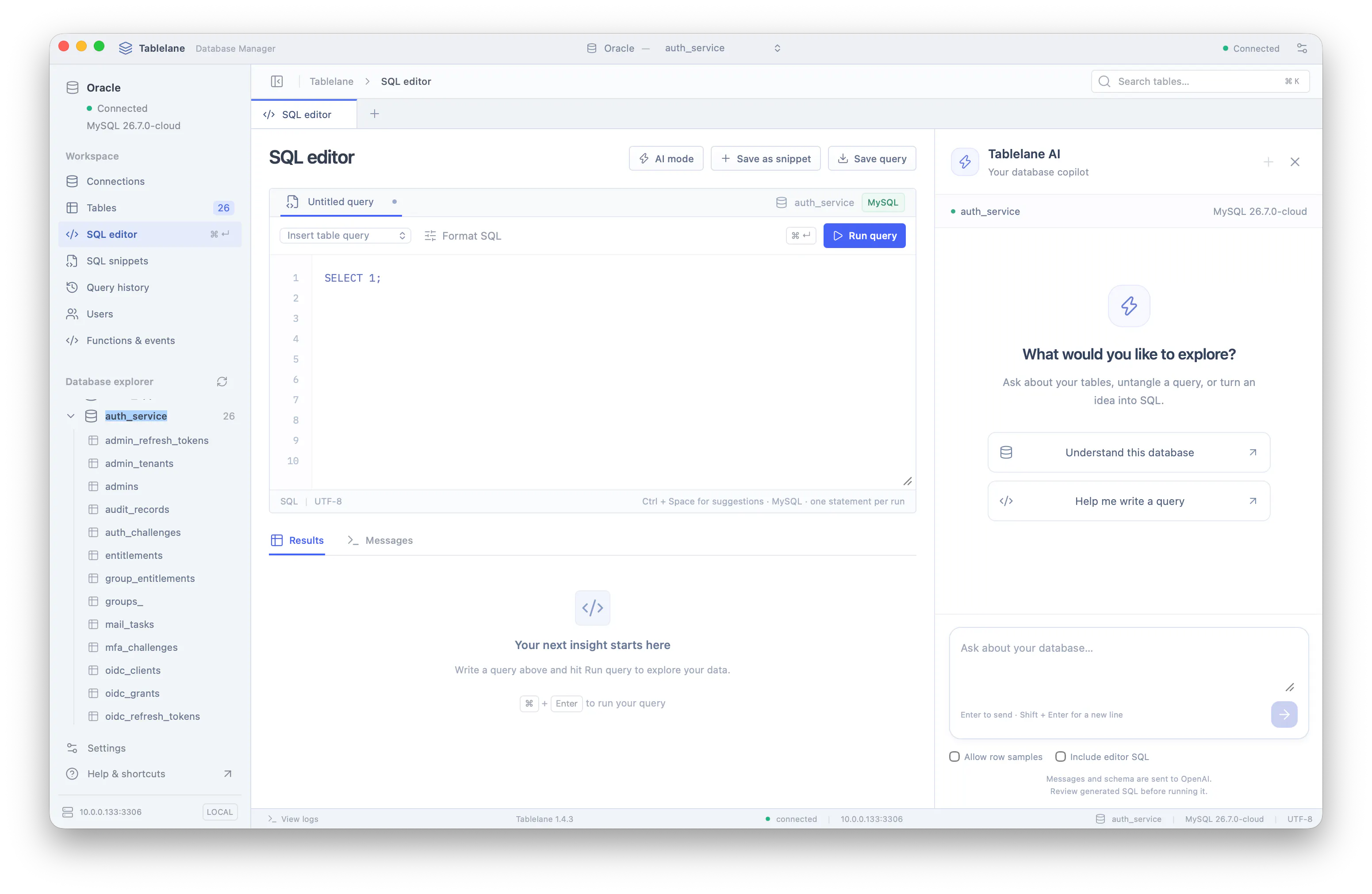 Tablelane - free mysql desktop client gallery image