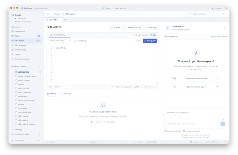 Tablelane - free mysql desktop client screenshot 1