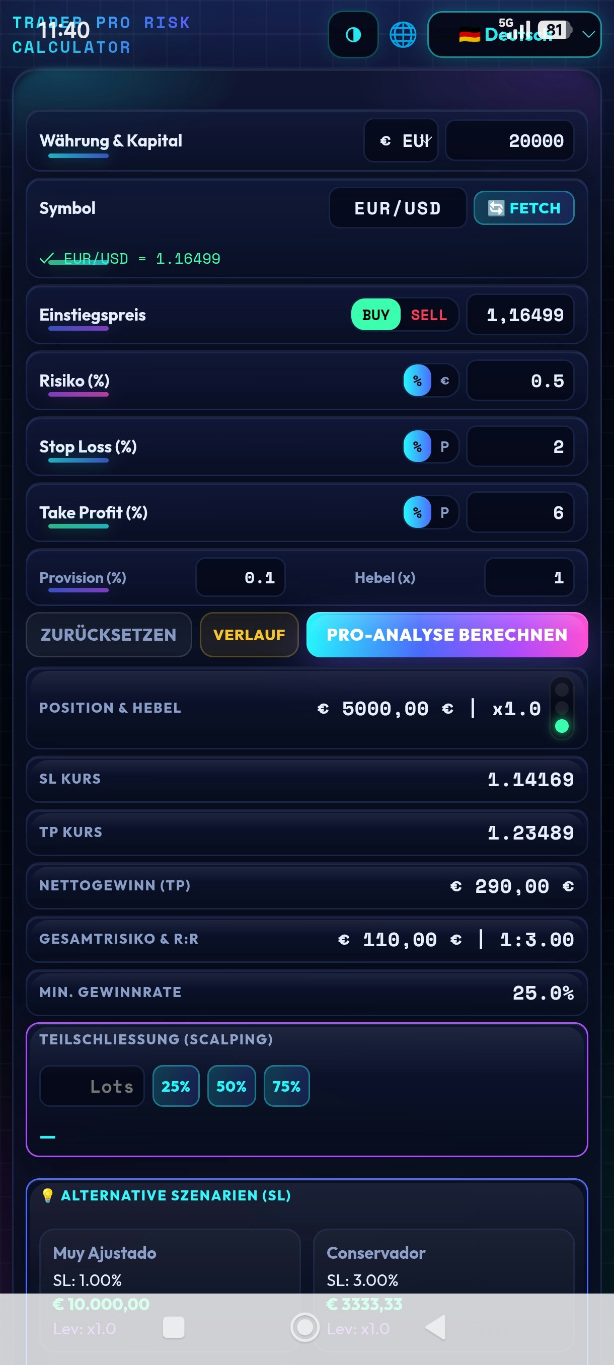 Trader Pro Risk Calculator  gallery image