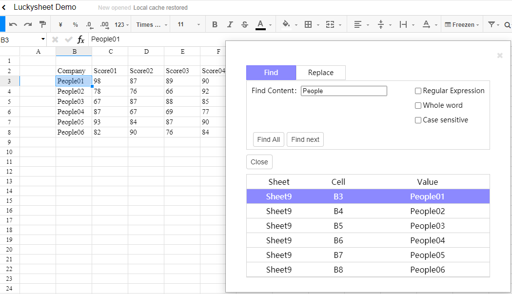 Online spreadsheet -- Luckysheet gallery image