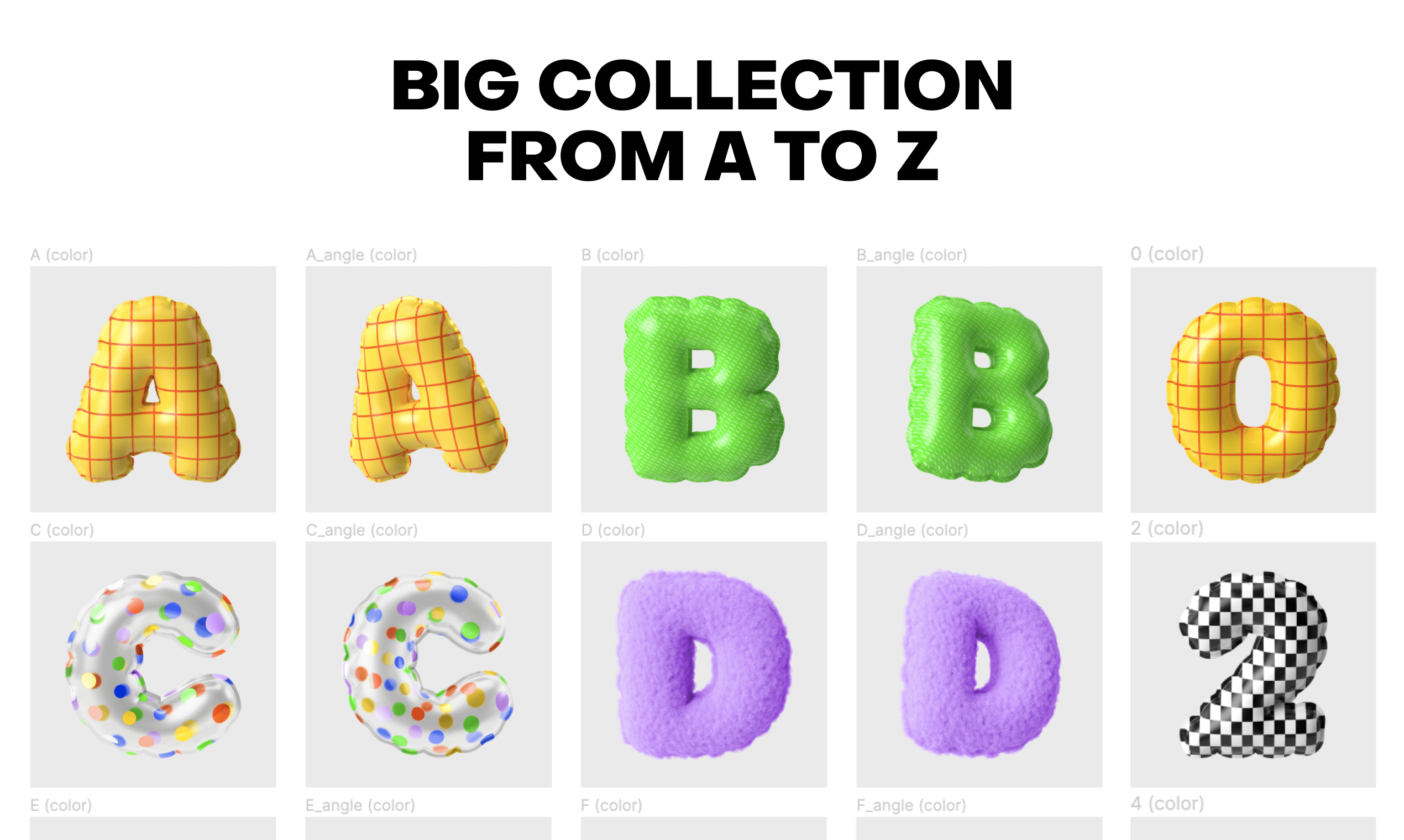 Aufblasbares 3D -Alphabet - Funky Set von Buchstaben und Objekten für Figma Medien 9