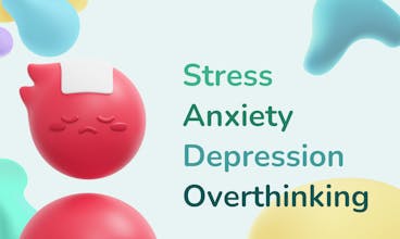 Anxiety module: A visual representation of the anxiety module in Mintment, featuring a calming illustration and relevant keywords.