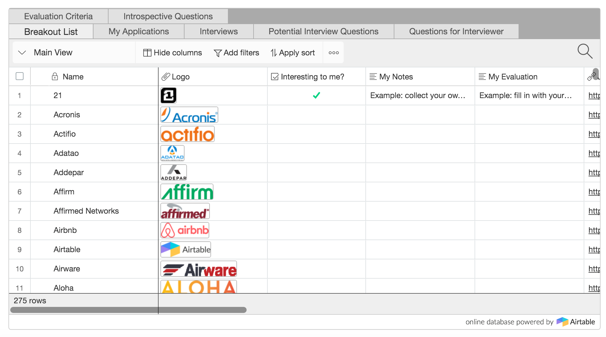 Airtable x Breakout List