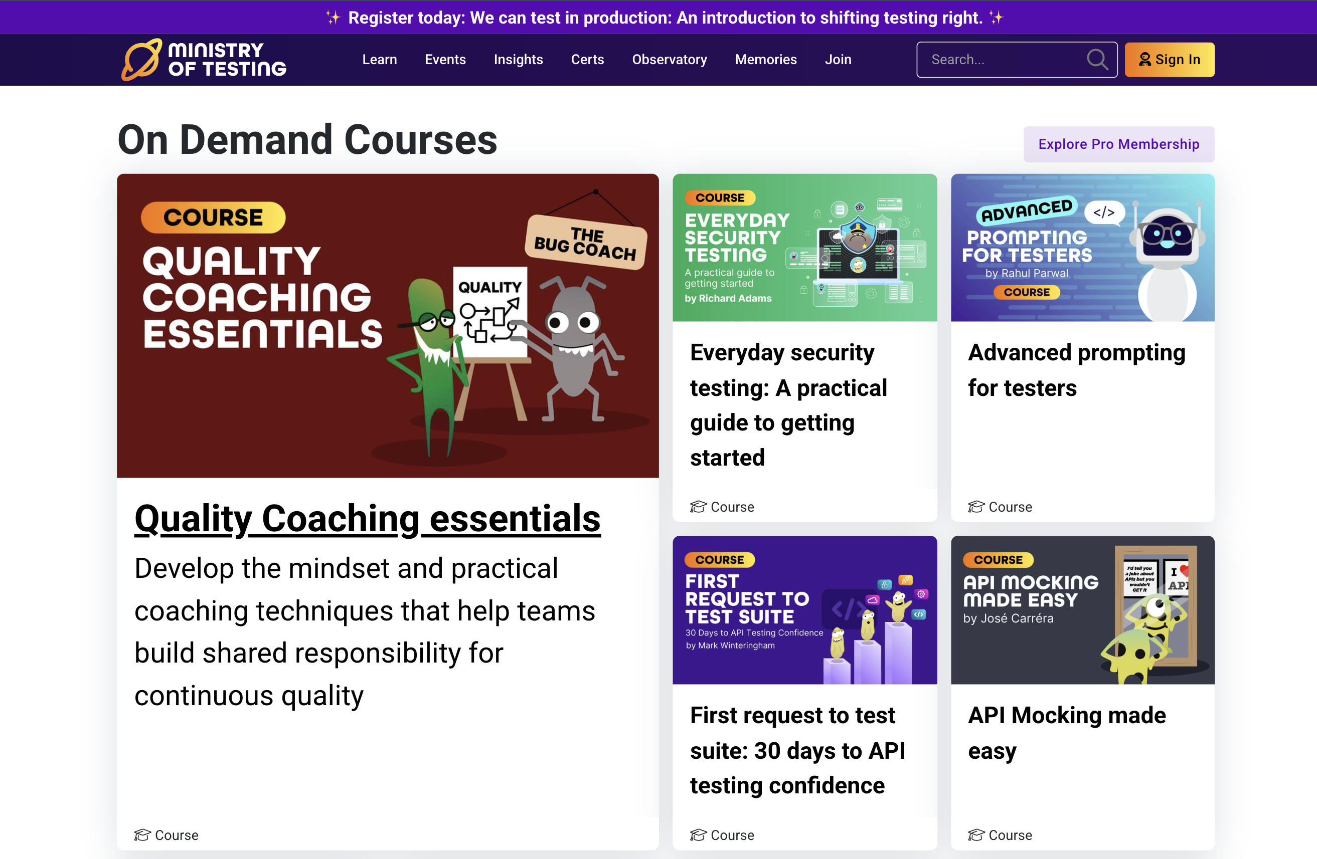 Ministry of Testing - Screenshot 3 showing product features and functionality