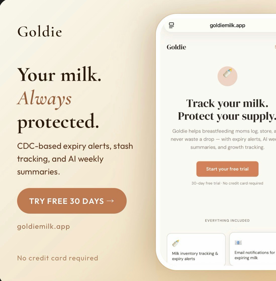 Goldie — Breast Milk Tracker   