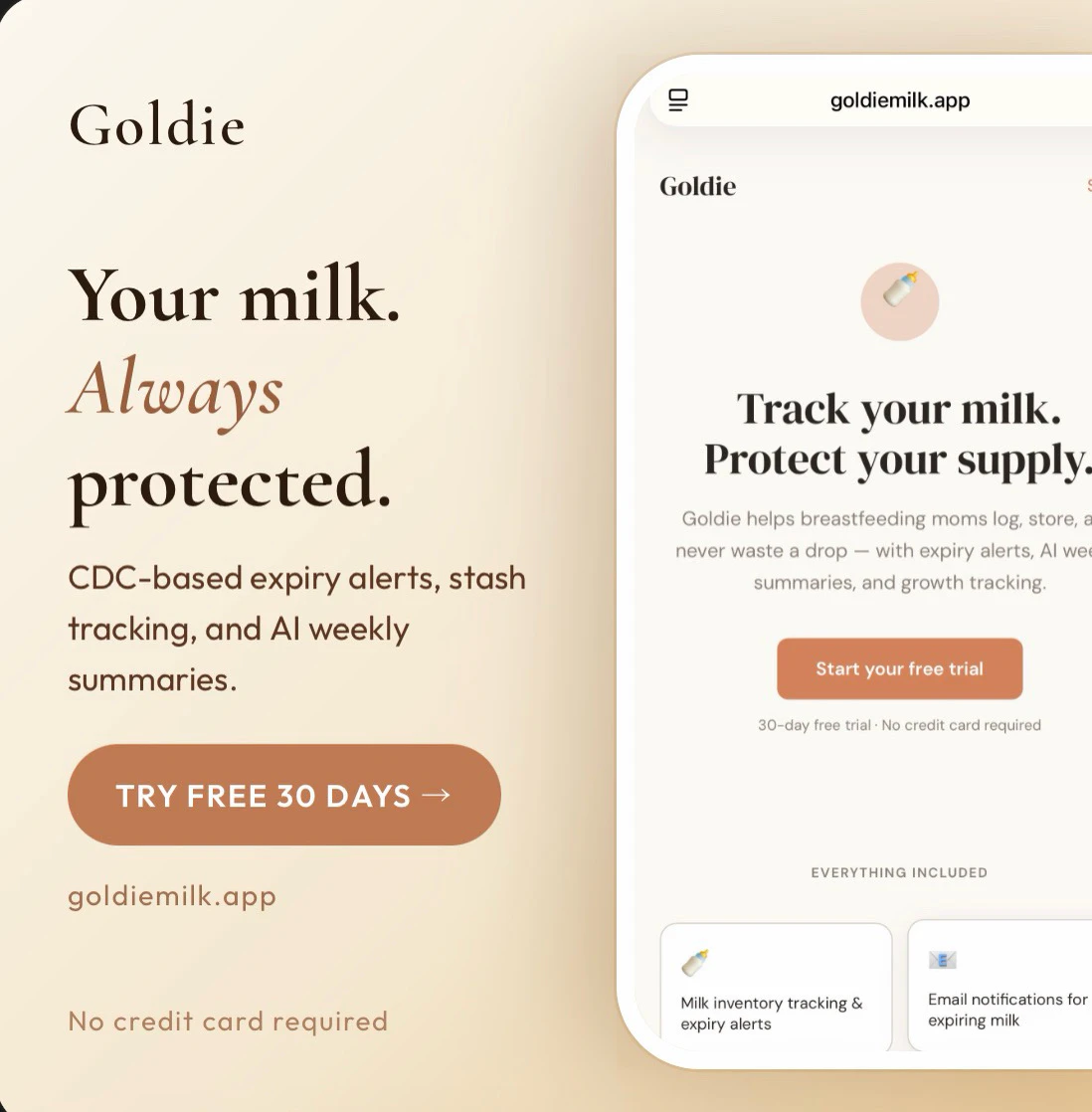 Goldie — Breast Milk Tracker