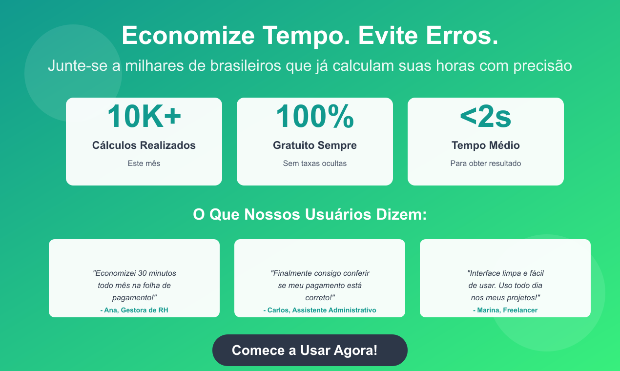 Calculadora de Horas Trabalhadas - Screenshot 3 showing product features and functionality