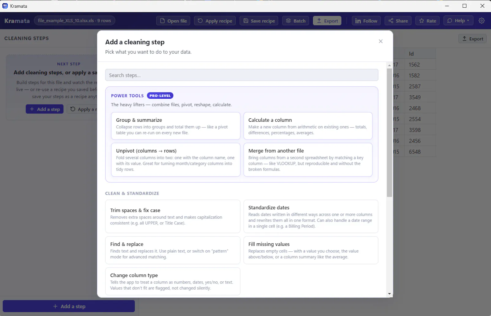 Turn spreadsheets into recipes screenshot 3